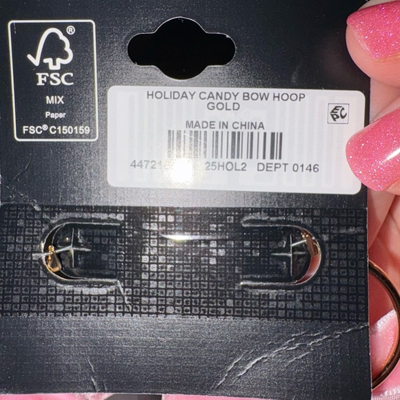 Torrid Pink Bow Hoop Earrings with Gem Accents - Picture 3 of 3